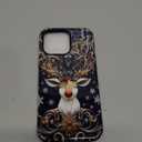 Case Compatible with iPhone 16 Pro Max,Glossy Hybrid 2-Layer Hard Shell,Shockproof Soft for Girl Women,Christmas Reindeer Golden