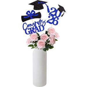 3 x 16PCS Graduation Decorations Class of 2026 Congrats Grad Table Centerpieces, 2026 Table Toppers Party Favor Centerpiece Sticks Party Supplies, Set of 4 (Blue, Black)