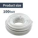2 x Phone Cable 100 Feet Long Telephone Line Cord with RJ11 6P4C Connectors for Landline Phone, Fax Machine and Modem, for Both in-Wall and Out-Wall Using, White, AV04221