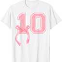 Birthday Girl Pink Coquette Bow 10 Year Old Aesthetic Girly T-Shirt, Size S