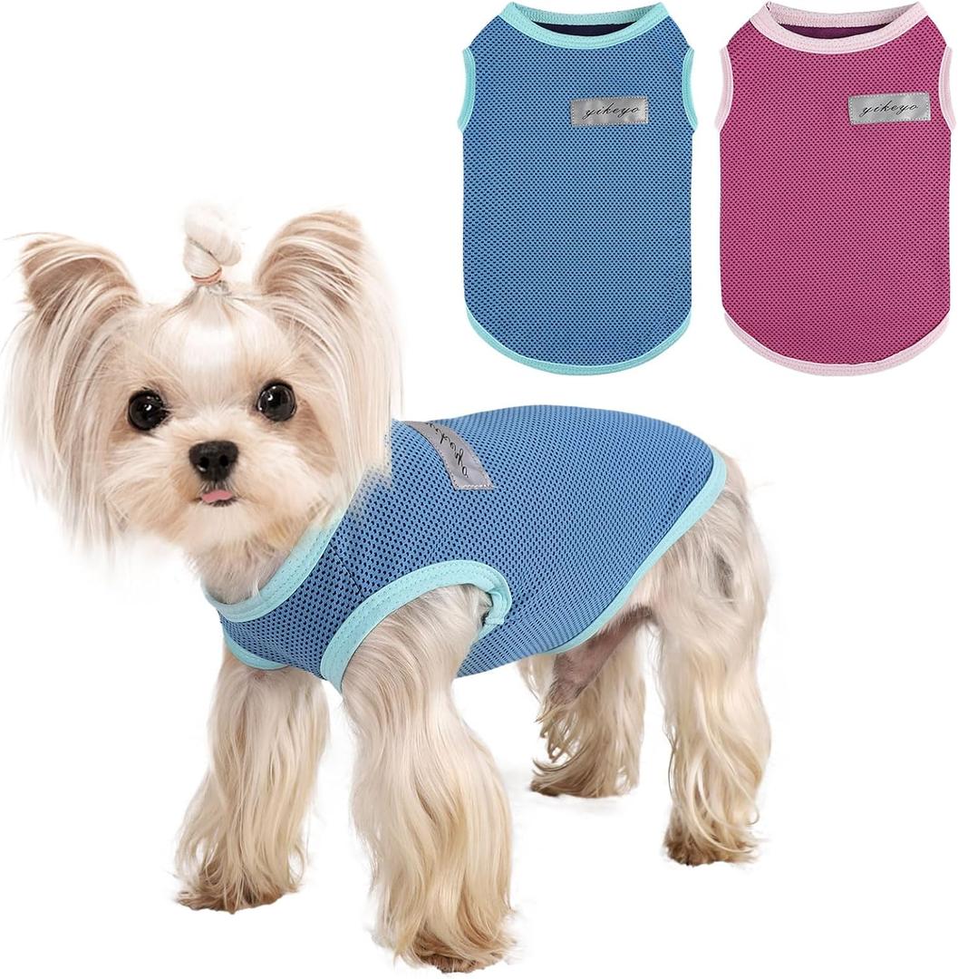 2 Pack Dog Shirts for Small Dogs Girl Boy Sun Protection Quick Dry Vest Summer Dog Clothes Soft Breathable Lightweight Tank Top Cooling Tee Tshirts Cats Sleeveless Outfit Size: X-Small (Chest 11in )