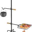 Mr IRONSTONE Campfire Grill Grate: Fire Pit Grill Grate with Swivel Handle, Campfire Cooking Equipment with Heavy Duty Steel, Over Fire Camp Grill For Outdoor Barbecue Camping and Cooking, Black