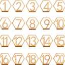 Wooden Table Numbers, Hexagon Shape 1-20 Wedding Table Numbers with Holder Base Rustic Hollow Out Wood Table Numbers Card for Wedding Party Event Catering Decoration (Hexagon)