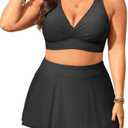 Women's Plus Size High Waisted Bikini - Two Piece Swimsuit with Skirt 2025 Tummy Control Bathing Suit with Pocket, Size 24W