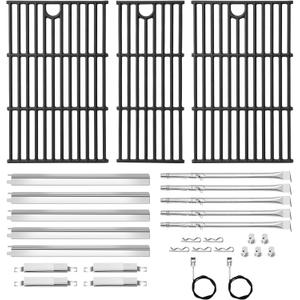 Grill Replacement Parts for Charbroil Performance 5 Burner 463448021 463449021 463455021, Cast Iron Grill Grates, G325-0002-W1 Heat Plates, G327-2100-W1 Burners, Igniters, Crossover Tube