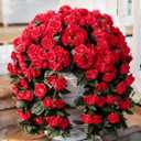 Artificial Flowers for Outdoors Fake Geraniums Spring Outside Decor, 2 PCS Red Geraniums Faux Hanging Flowers Plants UV Resistant Outdoor Silk Vines Look Real for Planters Patio Porch Garden Home