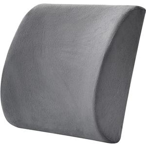 Memory Foam Lumbar Cushion Pillow with Removable Cover, Ergonomic Back Support for Office Chair Car Seat(Flannel Grey)