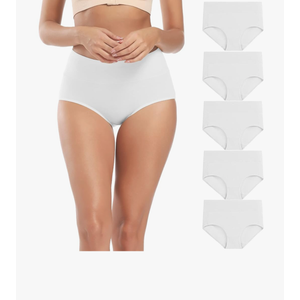 Molasus Women's Cotton Underwear High Waisted Full Coverage Ladies Panties (Regular & Plus Size) 5 XL