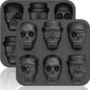 HKNMTT Halloween Silicone Molds for Baking Extra large, 6 Cavities 3D Skull Cake Pizza Pan Molds, Nonstick Halloween Skeleton Mold for Soap Ice 2PCS