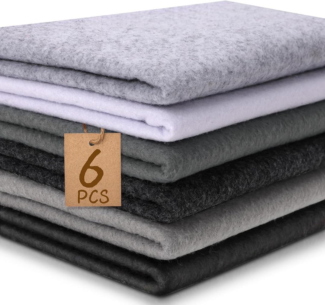 XSEINO 6 Rolls 12"x35" Large Felt Sheets(5.8Yds Total), 1.4mm Thick Nonwoven Fabric for Sewing, 6 Earth Tone Colors, Bulk DIY Craft Supplies for Bags, Garland, Decor