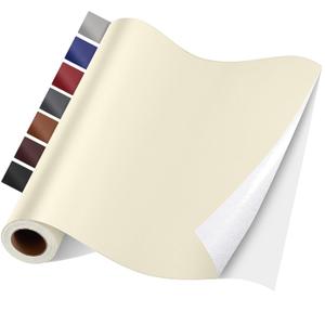 Self Adhesive Leather Repair Patch Kit, 31.4 in x 16 in Large Vinyl Leather Repair Tape for Furniture, Car Seat, Couch, Sofa, Chair Smooth Beige White