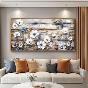 JUDASJART Large Wall Decor For Living Room Canvas Wall Art For Office Modern Wall Decorations For Bedroom Rustic Wood Flower Landscape Painting Farmhouse Pictures Artwork Room Home Decor 24x48 In