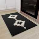 Farmhouse Kitchen Mats for Floor 24x35, Black and White Kitchen Rugs Non-Slip Washable, Absorbent Resist Dirt Polypropylene Mat, Western Boho Rug for in Front of Sink Laundry Entryway