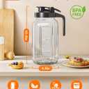 64 oz Mason Jar Pitcher Airtight & Leakproof Glass Pitcher with Lid, Perfect for Iced Tae, Sun Tea, Cold Brew, Breastmilk, 2 Quart (1/2 Gallon) Mason Jar with Pour Spout Lid Flip-Cap & Handle
