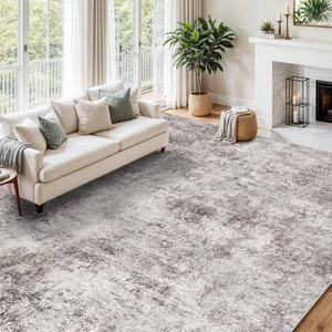 12x15 Area Rug for Living Room - Washable Modern Abstract Soft Thin Large Rugs Indoor Non Shedding Floor Non Slip Carpet for Nursery Bedroom Under Dining Table Home Office Decor - (Gray Cream,12x15)