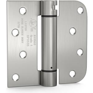 goldenwarm 3pack Satin Nickel Brushed Door Hinges 4 Inch Self Closing Spring Door Hinge with Square & 5/8" Radius Corners - Adjustable Door Closing, Residential & Heavy-Duty Hardware