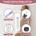 60 Sets 1/3/5Ml Colostrum Collector Kit Include 1/3/5ml*20 No Needle Sterile Syringes with Cap, 4 Measuring Cup, 6 Zip-lock Storage Bags, 60 Labels for Breast Milk Collector