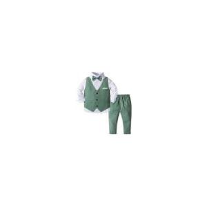 Yilaku Boys Suits Ring Bearer Outfit Toddler Suits with Vest+Shirt+Pants Sets Kids Dress Clothes for 18 Months-9 Years Green White