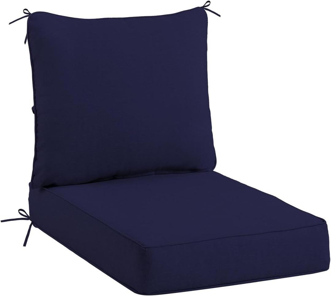 Sundale Outdoor Olefin Deep Seat Cushion, Patio Chair Cushion and Pillow, Water-Resistant Sectional Sofa Pad with Straps Navy Blue, 24 x 24 x 4 Inches, 1 Pack - 24 x 24 x 4 Inch