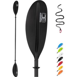 OCEANBROAD Carbon Fiber Kayak Paddle 90.5in/230cm for Adults Kayaking Boating Canoeing Oar with Paddle Leash 1 Paddle, Black