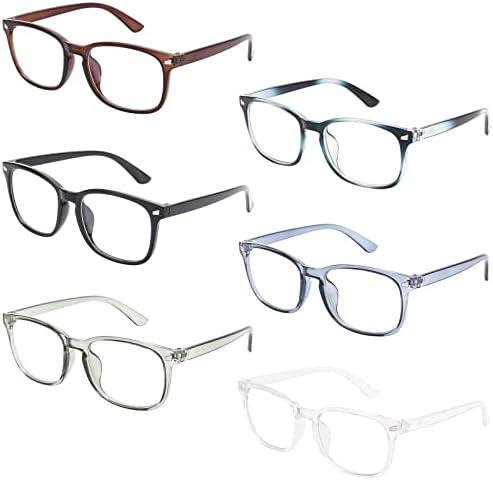 MIGSIR 6 Pack Blue Light Blocking Glasses for Computer Gaming, Fashion Fake Anti Eye Strain Eyeglasses for Women Men (6 Pack Mix-03)