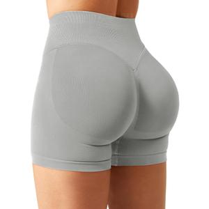 YEOREO Women Workout Gym Impact Shorts Hidden Scrunch Butt Lifting 3.6"/4.5"/6" Seamless Shorts (Small, Light Grey)