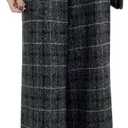chouyatou Women's Winter High Waist Wide Leg Plaid Wool Blend Palazzo Capri Pants Culottes with Pockets (Medium)