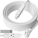 3 Prong Power Extension Cord with Multiple Outlets 35 FT, 16/3 Gauge Multi 3 Outlet Wire, 90 Degree Angled Male Plug, 16 AWG Grounded Wire (13A 125V 1625W), ETL Listed, White Cable with 25 Cable Ties