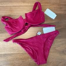 Zaful Underwire Ribbed Cheeky Bikini Swimsuit Size M