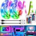 LED Strip Lights Kit, 2x6.56Ft RGB LED Lights Strip for 40-60in TV LED Backlight, Color Changing Strip Light Waterproof IP65 with Remote, USB TV Lights Bias Lighting for Home PC Monitor Desk