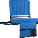 SPORT BEATS Stadium Seats with Back Support Bleacher Chairs with Back and Cushion Thick Padded Bleacher Seats Includes Shoulder Strap (Blue)