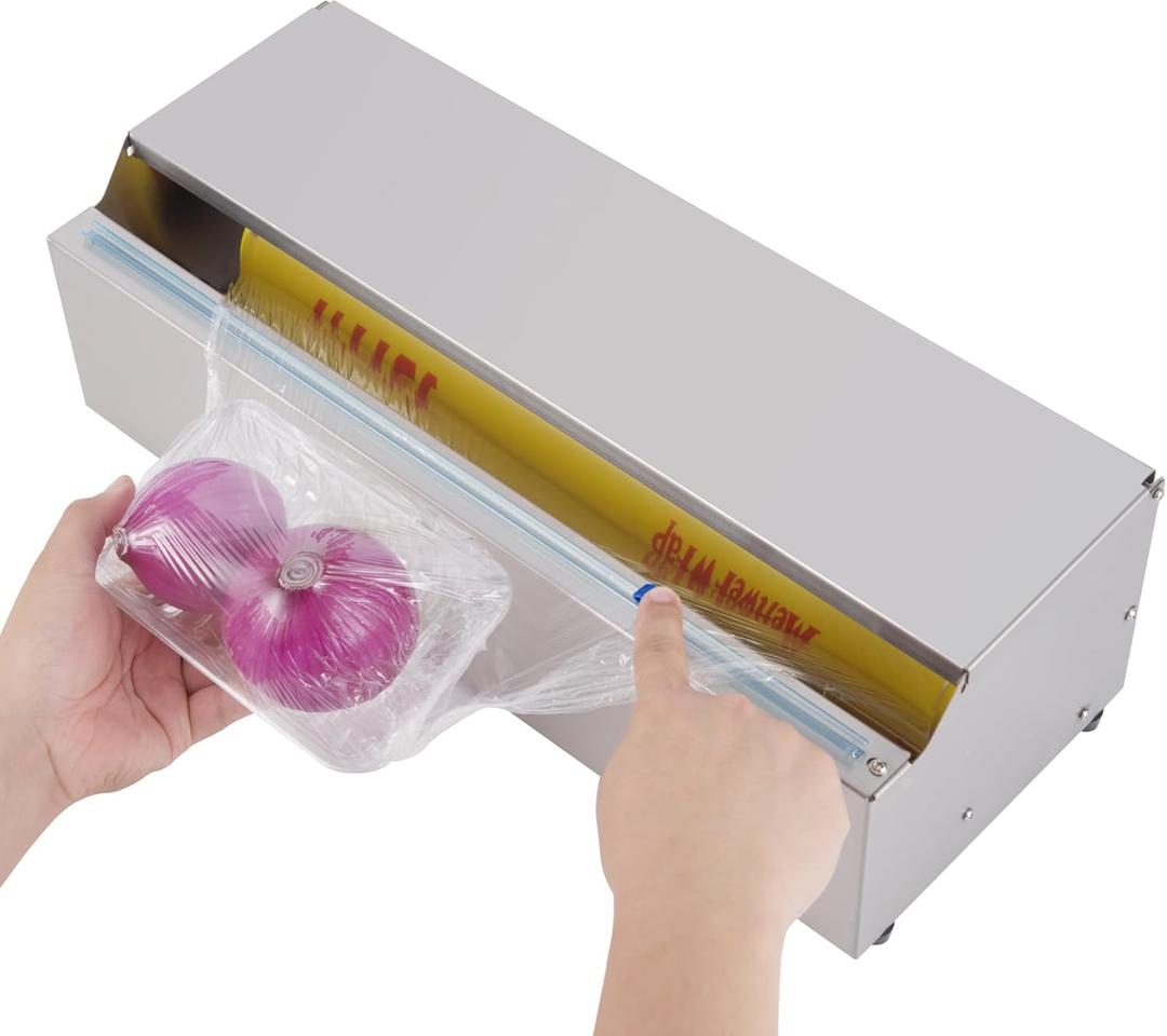 Plastic Wrap Dispenser with Slide Cutter for Busy Kitchens and Commercial Use  Fits Cling Wrap