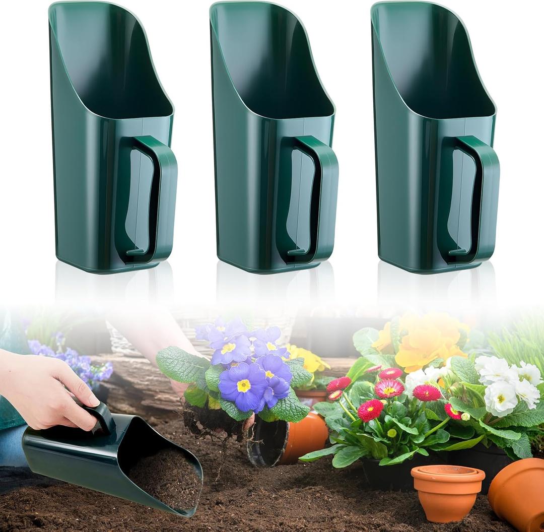 3 Pack Plastic Garden Scoop Soil Sifter Cultivation Potting Scoop Garden Tool Bucket Hand Shovel for Digging Up or Transporting Scoops of Soil for Flower, Vegetable, Plants Care