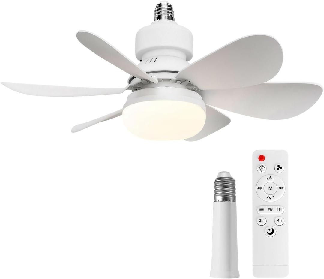 OOWOLF Ceiling Fan with Light and Remote, Low Profile Flush Mount Bladeless Ceiling Fan, 3 Color 3000-5000K, Dimmable LED Light, 3 Wind Speeds, Timer & Memory Function, Quiet Small Ceiling Fan 20.5"