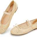 Sweet Life Flats for Women Closed Round Toe Ballet Flats Mary Jane Shoes Women with Elastic Strap Cute Bowknot Comfortable Dress Shoes for All-Year Daily Work Casual Wear Size 9.5