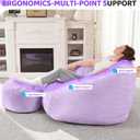 HABUTWAY Bean Bag Chair, Giant Bean Bag Chairs for Adults with Ottoman, Comfy Faux Fur Shell-Shaped Bean Bag Couch, Sofa Chair for Living Room, Bedroom, Purple, 49" x 43.5" x 33"
