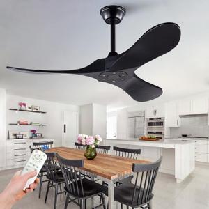 KBZZ 42" Ceiling Fan, Black Solid Wood with Remote Control and Reversible DC Motor, Indoor/Outdoor for Bedroom, Living Room, Office, Patio
