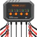 VEVOR Battery Charger, 8-Amp, LiFePO4 Lead-Acid (AGM/Gel/SLA) Smart Car Battery Charger, Fully-Automatic Smart Charger Maintainer, for Car Motorcycle Lawn Mower Golf Cart Boat Marine Deep Cycle