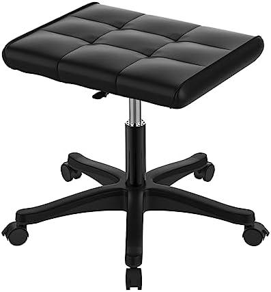 Mobile Footrest, Multi-Use Stool with Lockable Wheels, Under Desk Leg Rest Rolling Chair for Home Office, Adjustable Height Spa Salon Stool, Ottoman Foot Rest