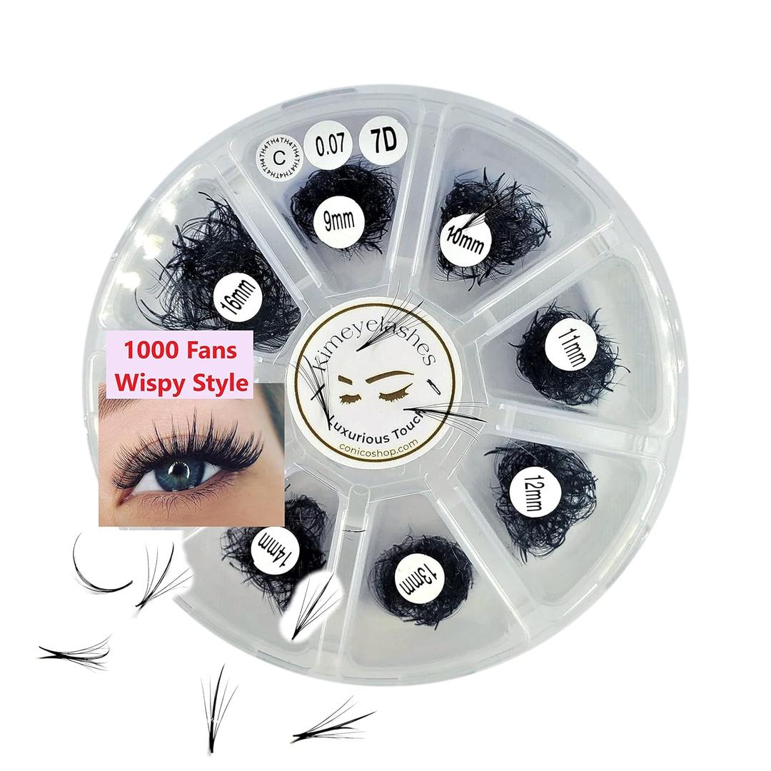1000 Premade volume fans Mixed lengths 9-16mm loose Fans C, D Curl. Handmade eyelash extensions supplies Russian volume lash Wispy promade fan 4D 5D 6D 7D 8D 9D 10D (7D Wispy 0.07 - Curl D)