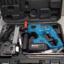 Seesii Cordless SDS-Plus Rotary Hammer Drill for Concrete, 2 × 4.0Ah Batteries, Includes 3 Drill Bits, Flat & Point Chisels, Lightweight Power Tool for Home Improvement, DIY & Masonry