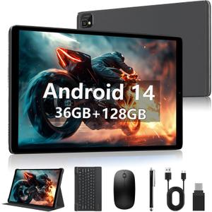 2025 Latest Android 14 Tablets,10 Inch Tablet with 24GB RAM 128GB ROM Expand 1TB,8000mAh Battery, FHD LCD Screen,Support 5G WiFi/BT5.0/GPS, 2 in 1 Android Tablet with Keyboard Gray