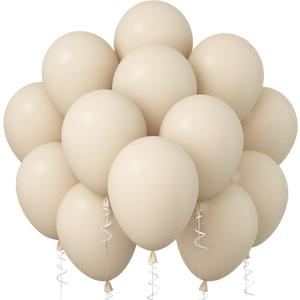 Jobkoo White Sand Balloons, 12 Inch 30 Pcs Beige Balloon Boho White Latex Cream Balloons Matte Off White Sand Neutral Helium Balloons for Birthday Wedding Baby Shower Anniversary Party Decorations