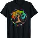 Colorful Tree Life is Really Good Tree Art Watercolor Circle T-Shirt, 2XL
