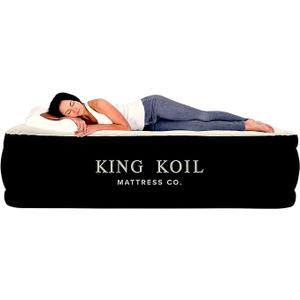 King Koil Luxury Queen Size Air Mattress with Built-in High-Speed Pump, 20" Adjustable Double High Premium Pillow Top Inflatable Airbed for Guests, Camping & Home