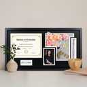 Graduation Shadow Box Frame for 8.5x11 Diploma & 4x6 Photo with Graduation Cap & Tassel Holder Class of 2024 2025 Wood Display Case Black over White Mat