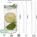 Vintage Ribbed Glassware Set with straws, 16oz Drinking Glasses, Origami Style Set of 4, Fluted Design, Ideal for Water, Iced Coffee, Juice, Beer, Milk, Cocktail, Gift