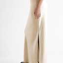 Womens Satin Silk Maxi Slit Skirt Elastic Waistband Leopard Print Maxi Long Satin Slit Skirts for Women (Beige)