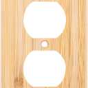 Raw Wood Double hole Outlet Covers 4.5" X 2.76" Bamboo Quality Decorative Wall Plate Light Switch Plate Cover for Bedroom Kitchen Home Decor (Double hole Outlet) (Standard Size)