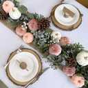 Winlyn 12 Pcs Small Rustic Faux Velvet Pumpkins Decorative Blush Coral Pink Peach Ivory Fabric Foam Pumpkins 3" for Fall Wedding Bbay Shower Thanksgiving Halloween Table Centerpiece Dcor
